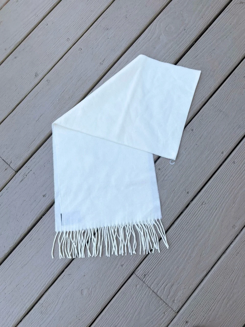 NWT V.FRAAS White Fringe Wrap Scarf, Size: 54”L x 10”W